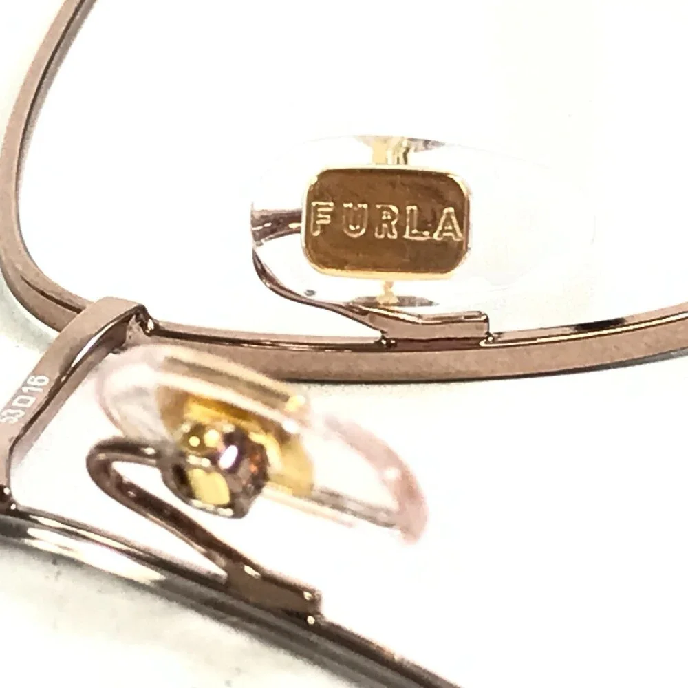 Furla Eyeglasses Frames VFU588 COL.0K99 Brown Gold Butterfly Wire Rim 53-16-135